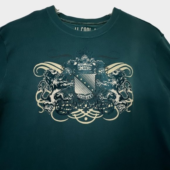 LL Cool J Thermal Waffle Shirt Long Sleeve Pullover Graphic Blue Mens XXL 2XL - Picture 2 of 8